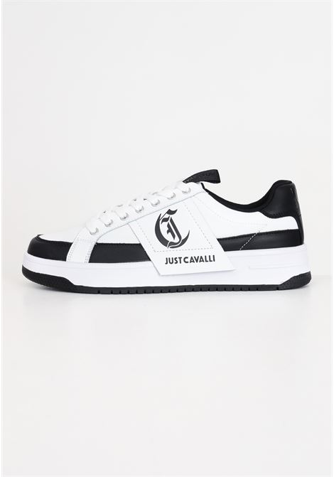 White men's sneakers with black details JUST CAVALLI | 76QA3SM1ZP395L02 003 - 899